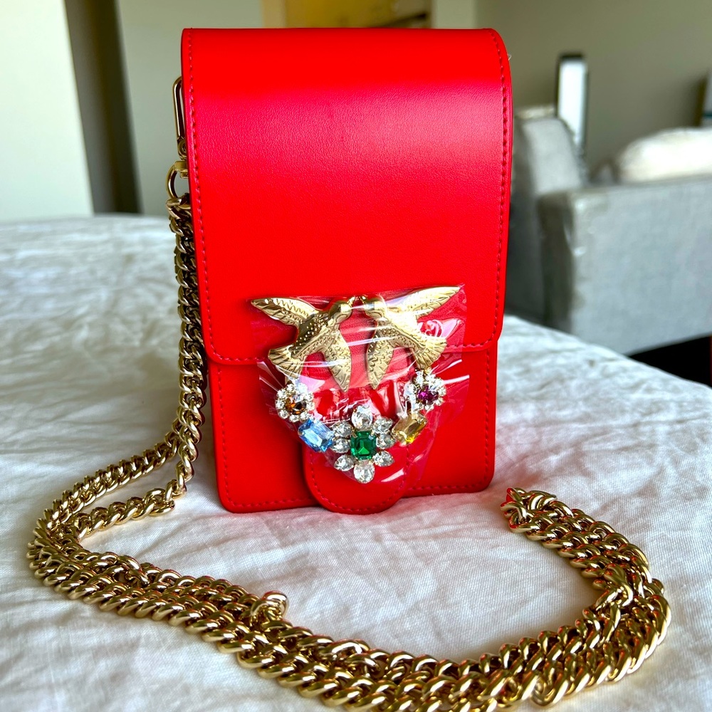 Pinko Love Smart Jewel Red Crossbody Bag Brand New with Tag